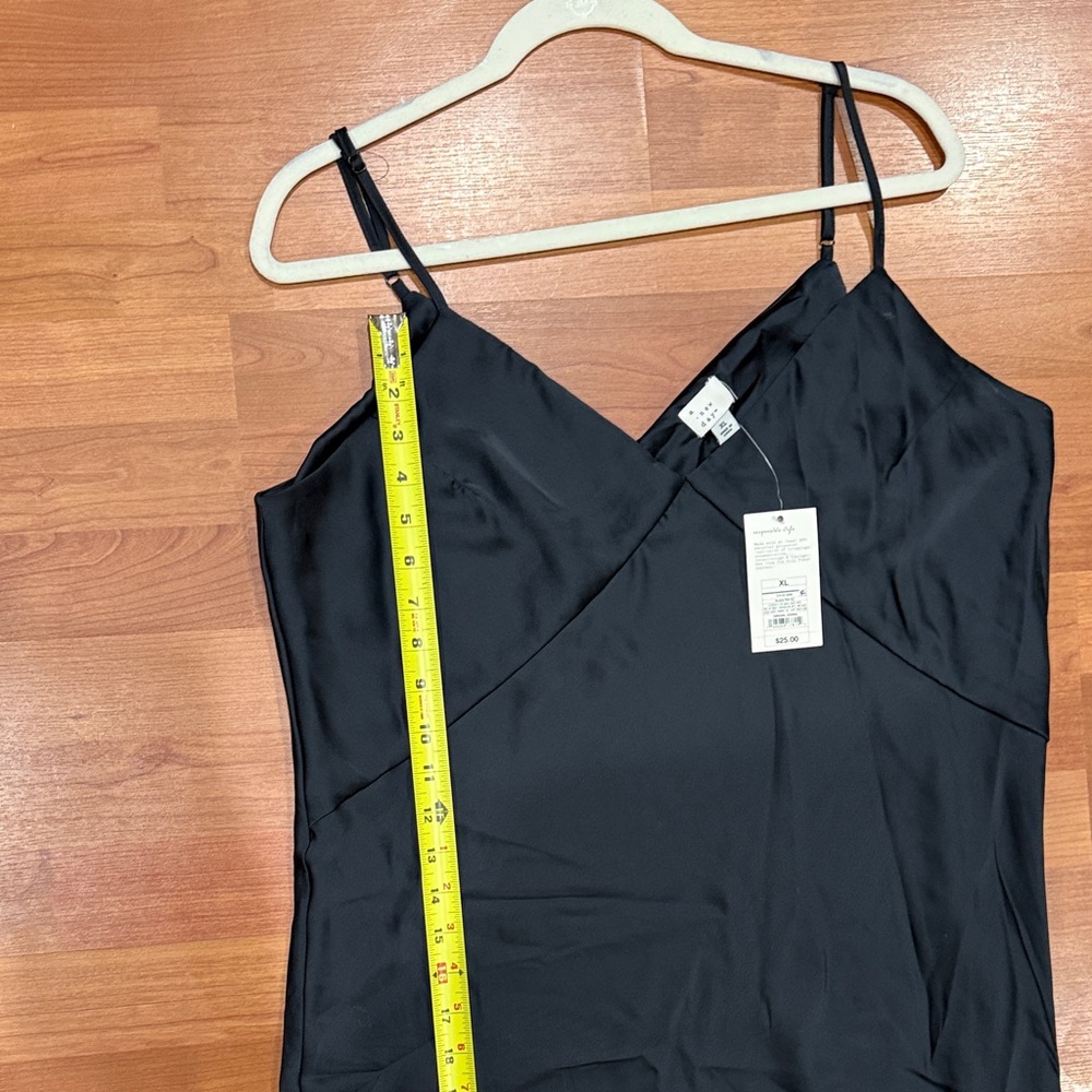 a new day Black Satin Slip Midi Dress with Spaghetti Straps - Picture 9 of 10